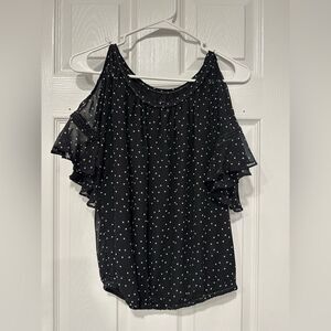 Max Studio Ruffled Cold Shoulder Polka Dots Blouse size M